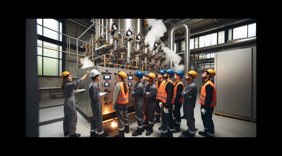 Kazángépész (12 t/h felett) képzés a MODELLO Intézetben — ipari kazánüzem gyakorlati oktatáson